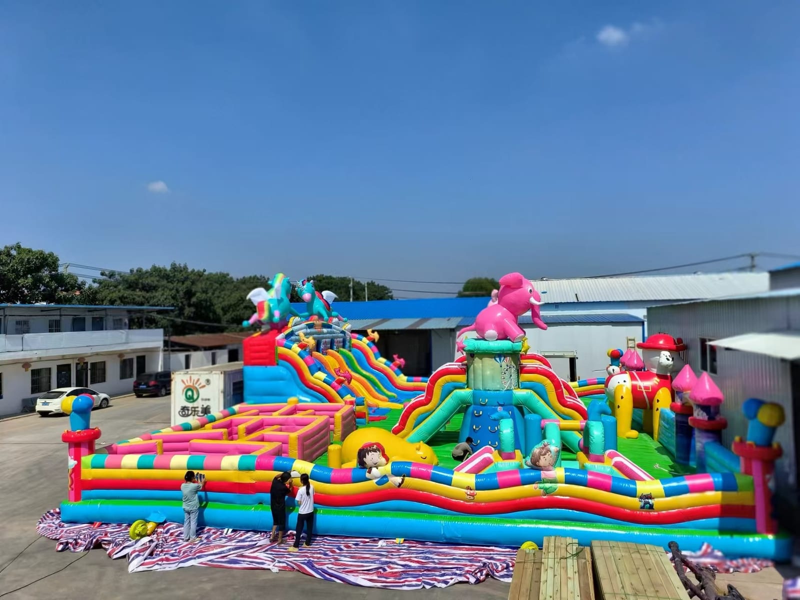 Animal Train Inflatable Combo Castle with Slide photo 2