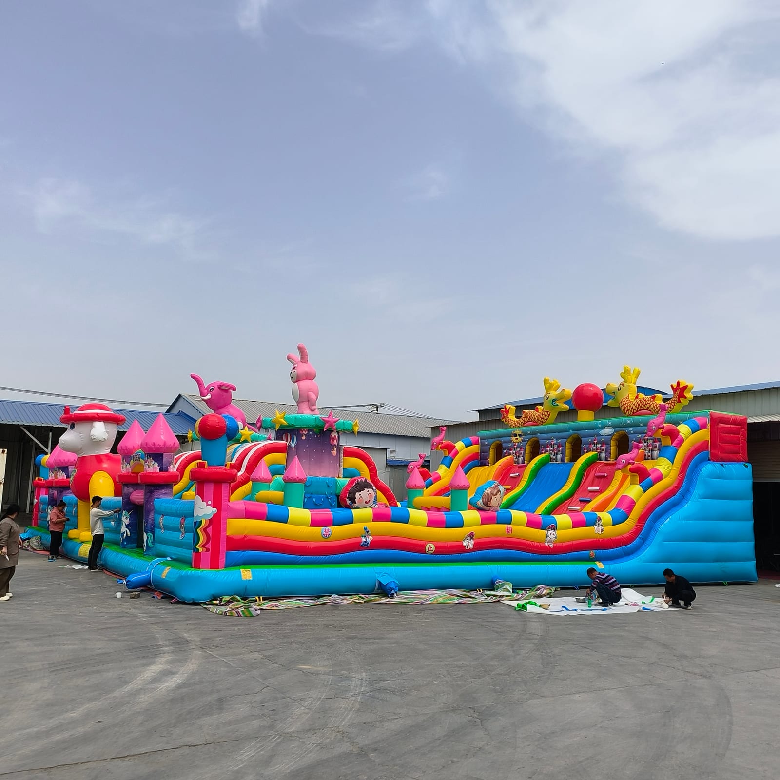 Animal Train Inflatable Combo Castle with Slide photo 3