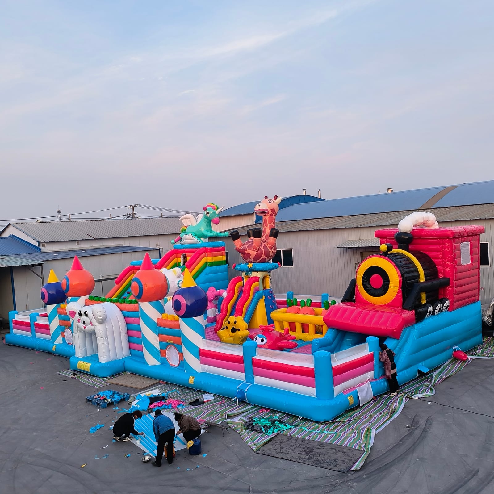 Animal Train Inflatable Combo Castle with Slide
